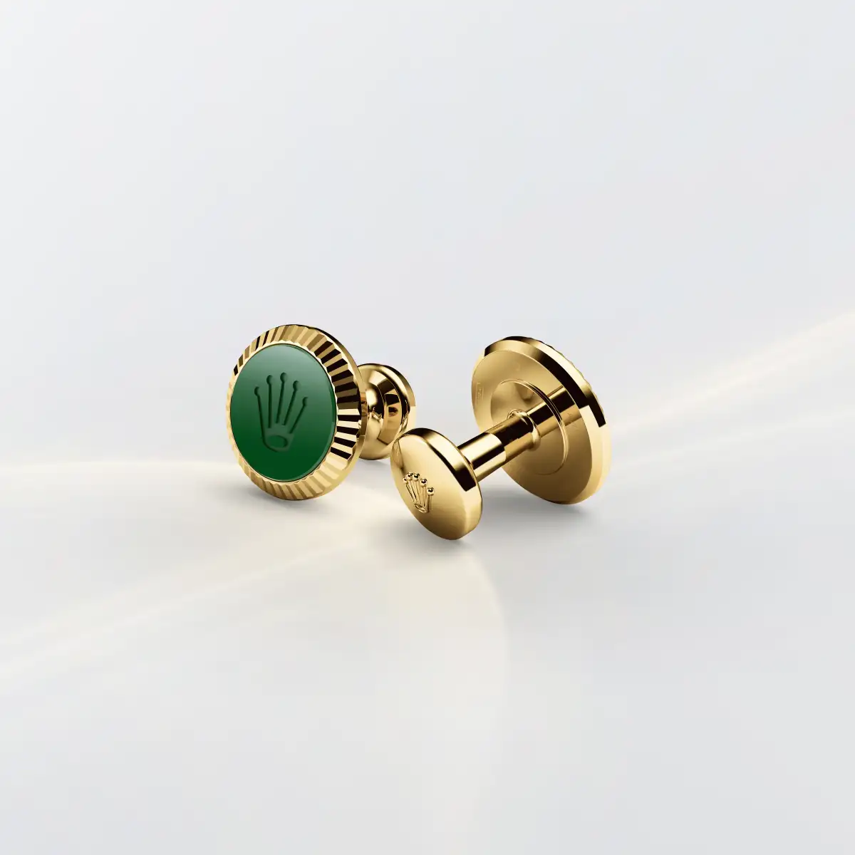 Rolex ‘Fluted’ cufflinks in Yellow gold and ceramic, A1038 at Kee Hing Hung