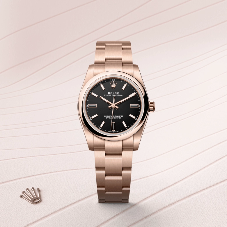 rolex oyster perpetual in everose gold, m124205-0001- kee hing hung