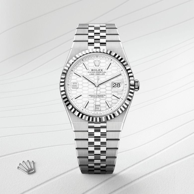 rolex land-dweller in white rolesor, m127334-0001 - kee hing hung