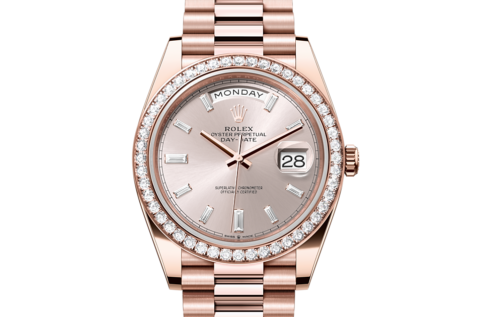 Rolex Day-Date 40 in Everose gold and diamonds - m228345rbr-0007 at Kee Hing Hung