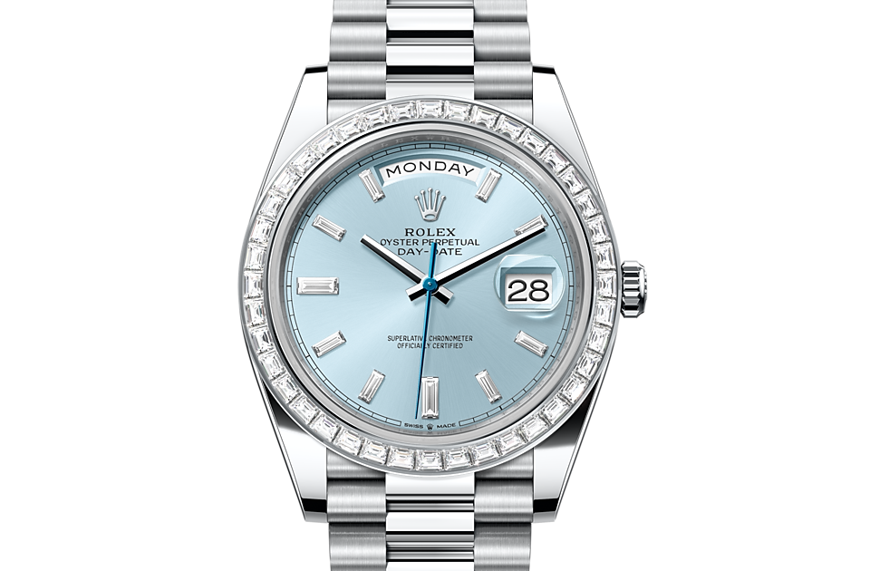Rolex Day-Date 40 in platinum and diamonds - m228396tbr-0002 at Kee Hing Hung