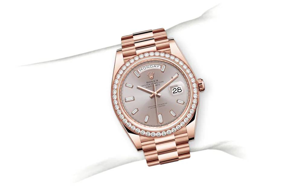 Rolex Day-Date 40 in Everose gold and diamonds - m228345rbr-0007 at Kee Hing Hung