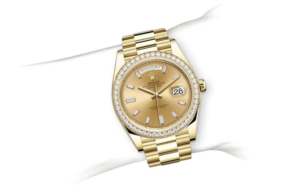 Rolex Day-Date 40 in yellow gold and diamonds - m228348rbr-0002 at Kee Hing Hung