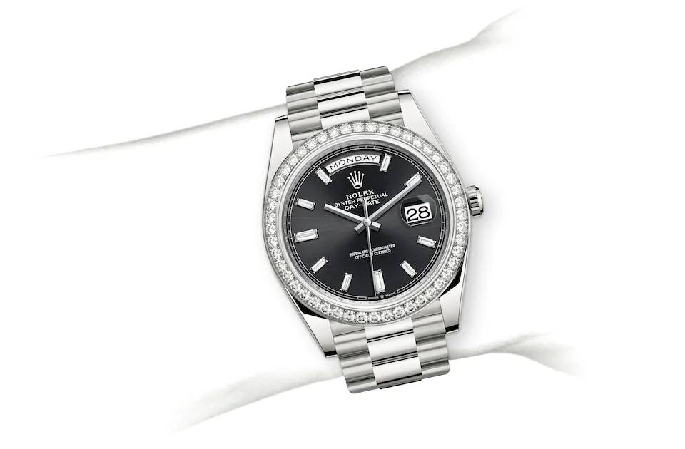 Rolex Day-Date 40 in white gold and diamonds - m228349rbr-0003 at Kee Hing Hung