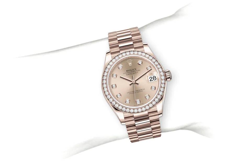 Rolex Datejust 31 in Everose gold and diamonds - m278285rbr-0025 at Kee Hing Hung